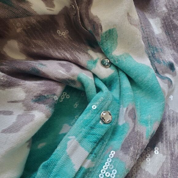 NWT INC International Concepts Women's XL Sequined Blurred Lilies Cardigan - Picture 15 of 15